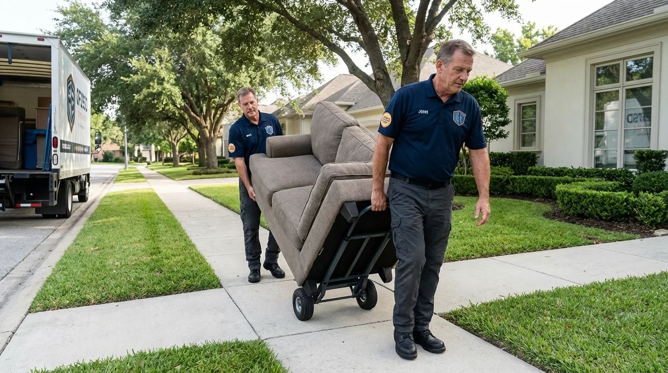 Local residential moving crew loading furniture in Medina, OH
